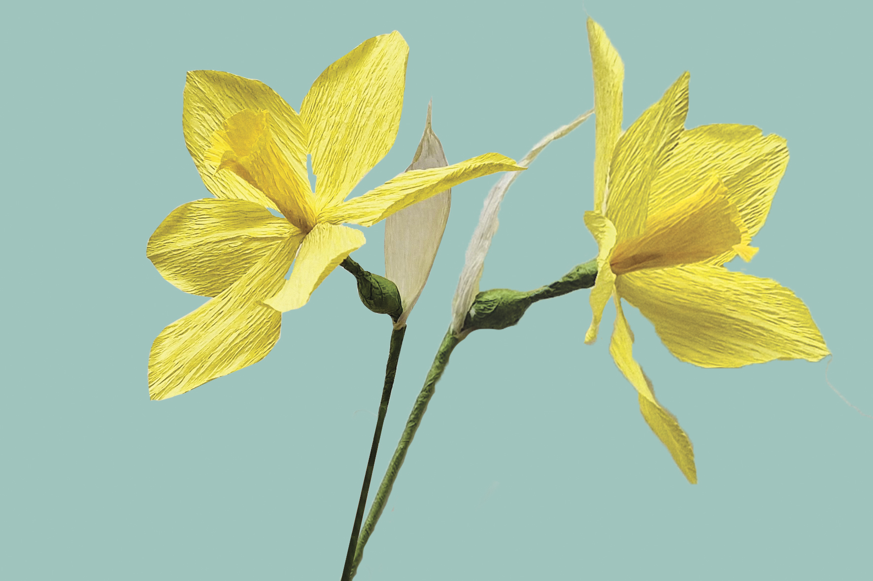 Papirblomst #crepe #crepepapercraft #paperflower #crepepaper #påskelilje #1conzept #daffodil